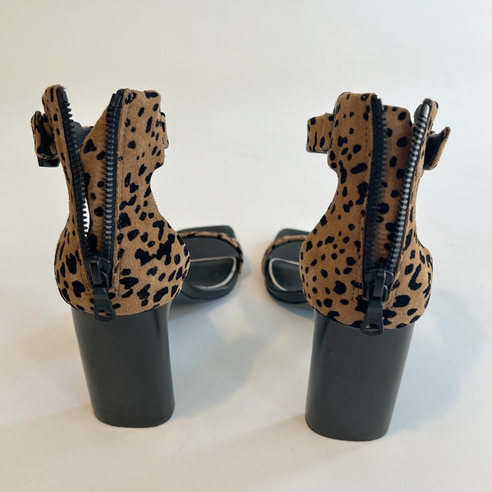 Rag & Bone Cheetah Print Leather Heels Women 6 US Block Heel Square Toe - Picture 8 of 8